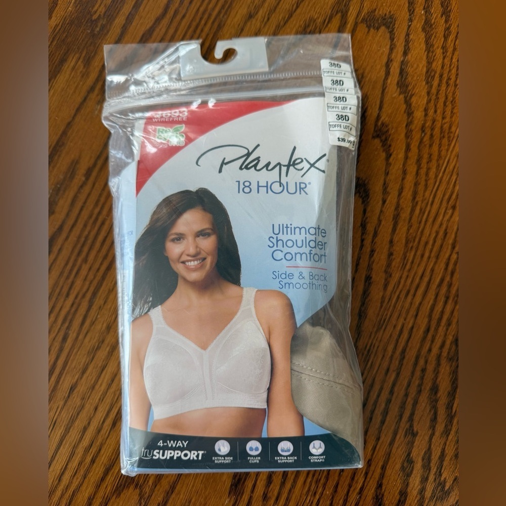 Playtex 18 Hour Ultimate Shoulder Comfort Wireless Bra 38D Toffee 4693 New - Picture 5 of 10
